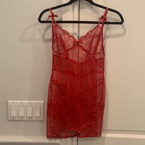 Agent Provocateur Scarlet Red Lace Mini Slip Medium